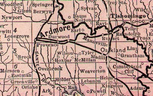 Chickasaw Nation Indian Territory 1903-1905 Map Reprint