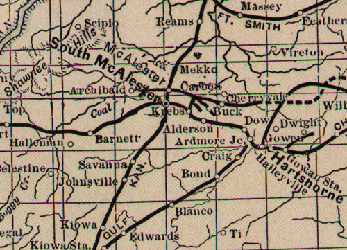 Choctaw Nation Indian Territory 1903-1905 Map detail