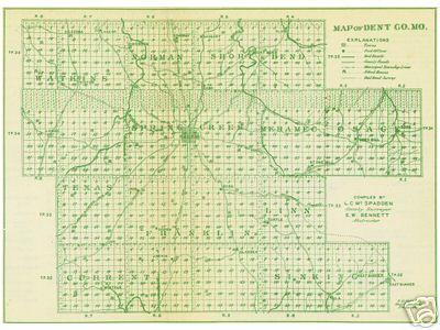 Early map of Dent county, Missouri including Salem, Howes Mill, Lenox, Jadwin, Gladden, Lecoma