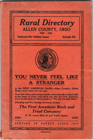 Allen County, Ohio, Rural Directory, 1929-30, book