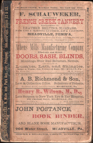 Meadville, Pennsylvania, 1880-81 Directory, Crawford County, book