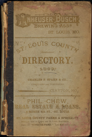 St. Louis County, Missouri 1893 Directory 6522 taxpayers by name history census